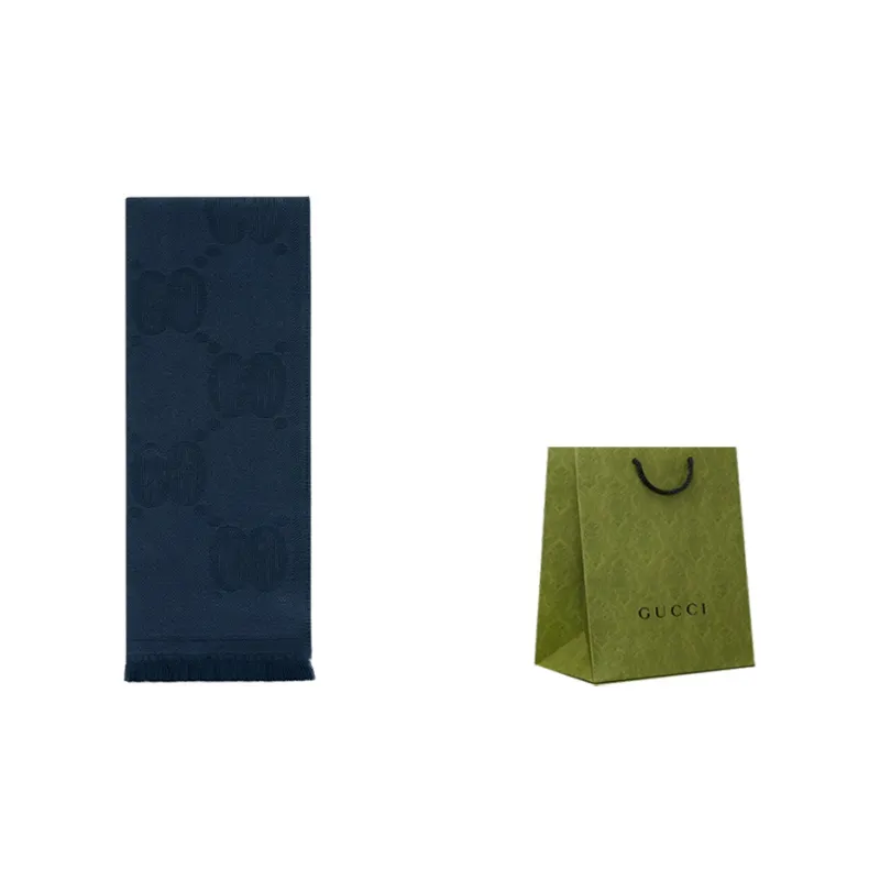 GUCCI Knit Scarves Unisex Marine Blue-3