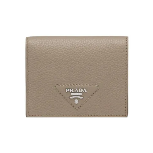 PRADA Leather Wallet Small Size Women's Light Khaki