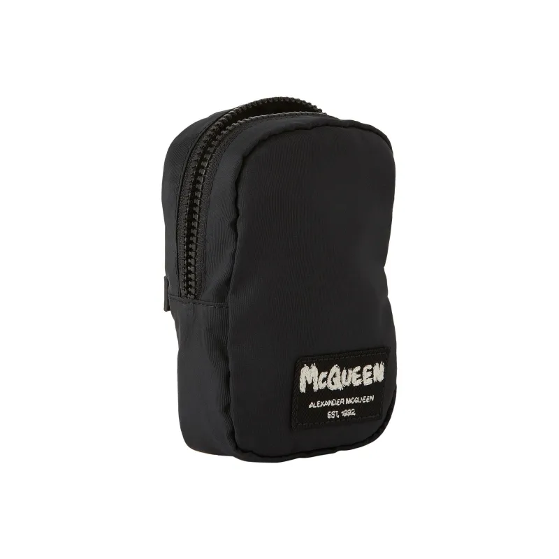Alexander McQueen Nylon Charm Bag Earphone Case Mini Men's Black-3