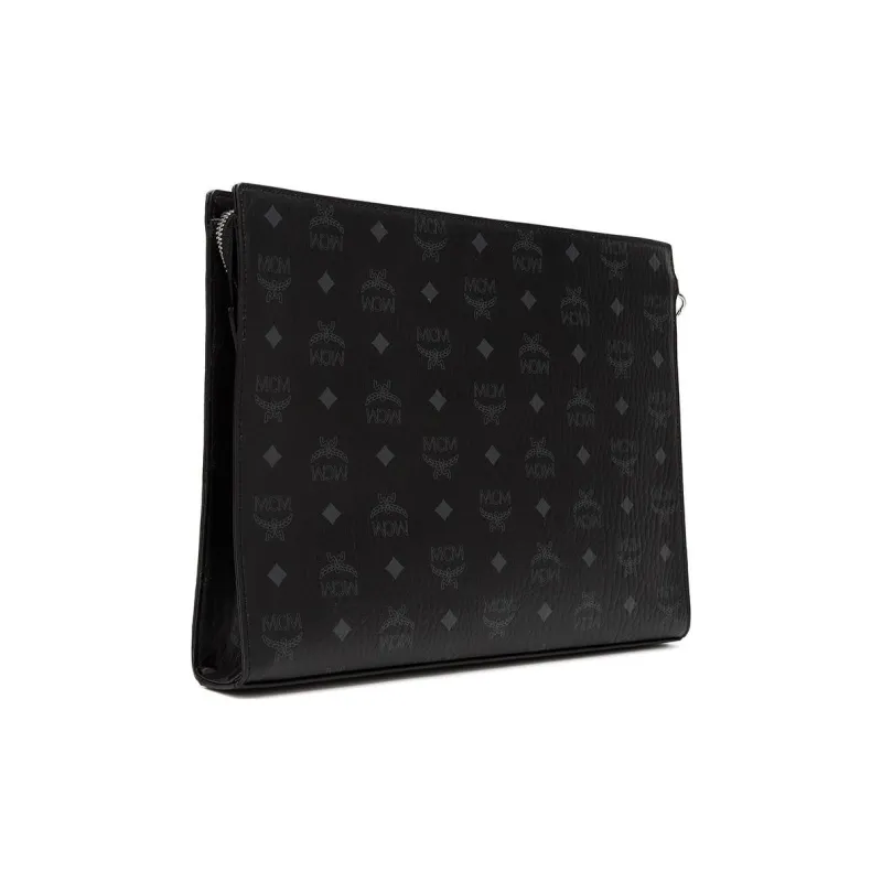 MCM Essential Visetos Origina PVC Clutch Large Size Women's Black-3