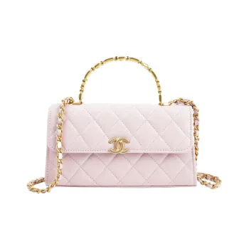 CHANEL Lambskin And Gold Metal Kelly Bag Shoulder Crossbody Handbag Large Size Women's Pink