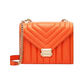 MICHAEL KORS Whitney Sheepskin Envelope Bag, Crossbody Bag, Shoulder Bag Women's Bright Orange Red