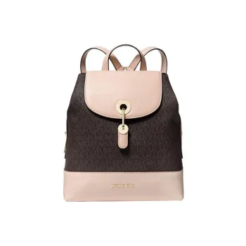 MICHAEL KORS Raven Canvas With Leather Backpack Medium Size Women's Pink/Dark Brown