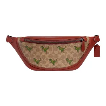 COACH League With Cow Leather Shoulder Bag Crossbody Bag Sling Bag Fanny Pack Large Size Men's Brown Yellow & Rusty