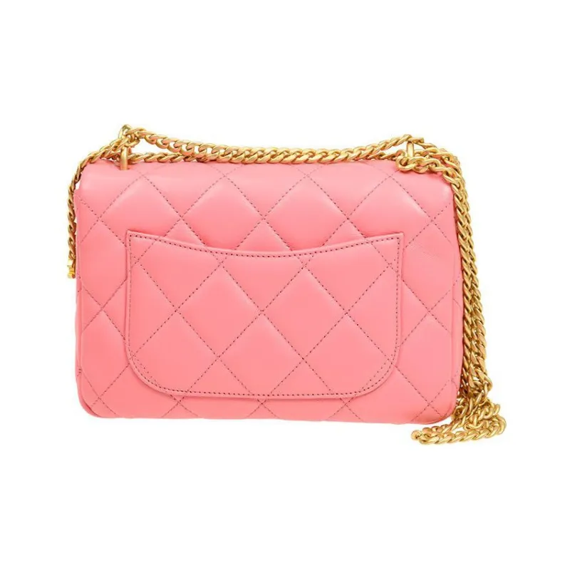 CHANEL Classic Flap CF Lambskin Crossbody Bag, Shoulder Bag Mini Women's Coral Pink-1
