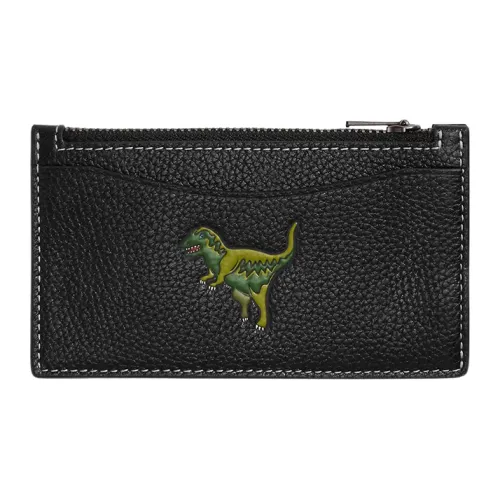 COACH Rexy Soft Polished Pebbled Leather Coin Purses Card Holders Mini Women's Black