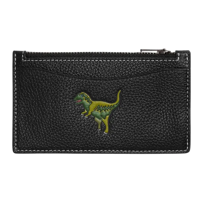 COACH Rexy Soft Polished Pebbled Leather Coin Purses Card Holders Mini Women's Black-0