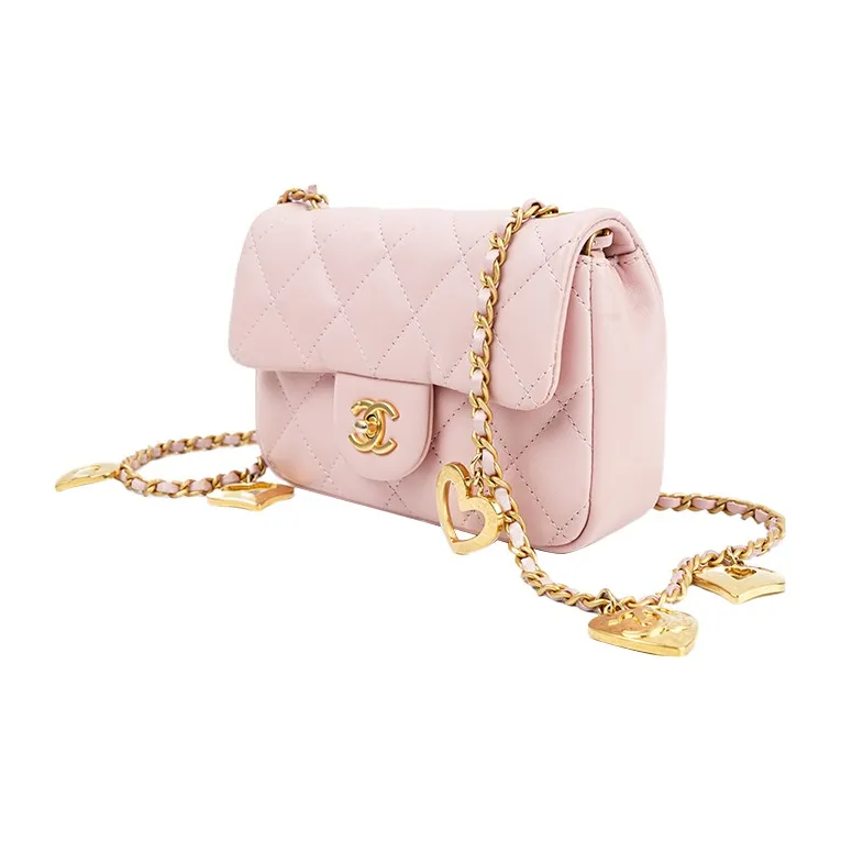 CHANEL Lambskin Flap Bag, Shoulder Bag, Crossbody Bag Mini Women's Pink-1