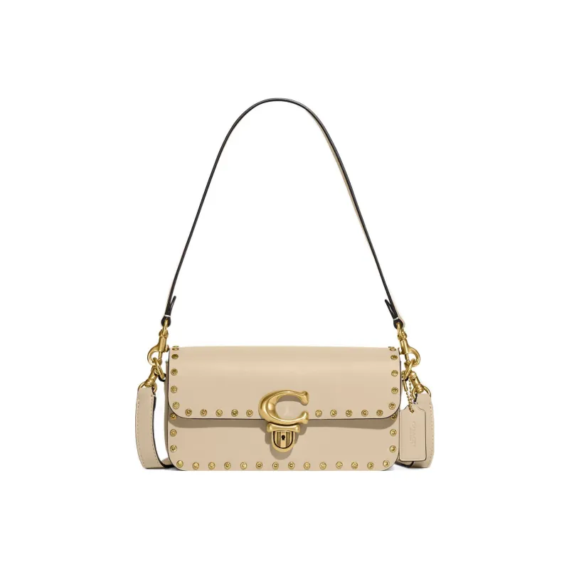 COACH Studio Glove Tanning Handbag Shoulder Bag Crossbody Bag Small Size Women's Ivory White-0