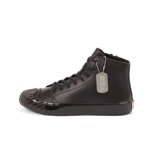 KENZO School High Top Trainers Leather Triple Black