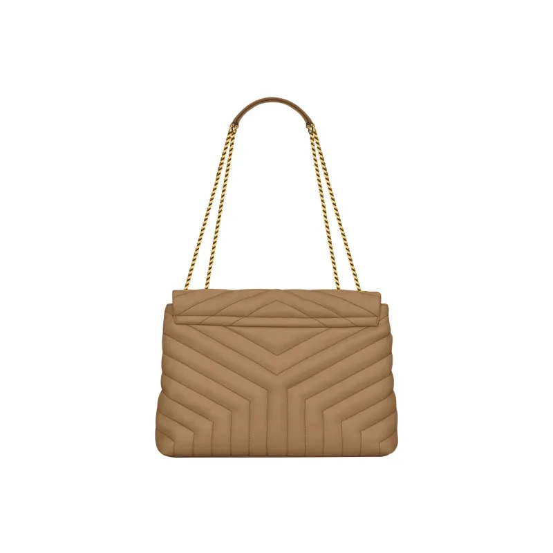 SAINT LAURENT LOULOU Cow Leather Portable Crossbody Bag Shoulder Bag Medium Size Women's Tan-2
