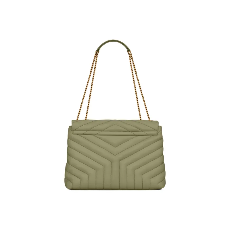 SAINT LAURENT LOULOU Cow Leather Portable Crossbody Bag Shoulder Bag Women's Light Gray Green-1