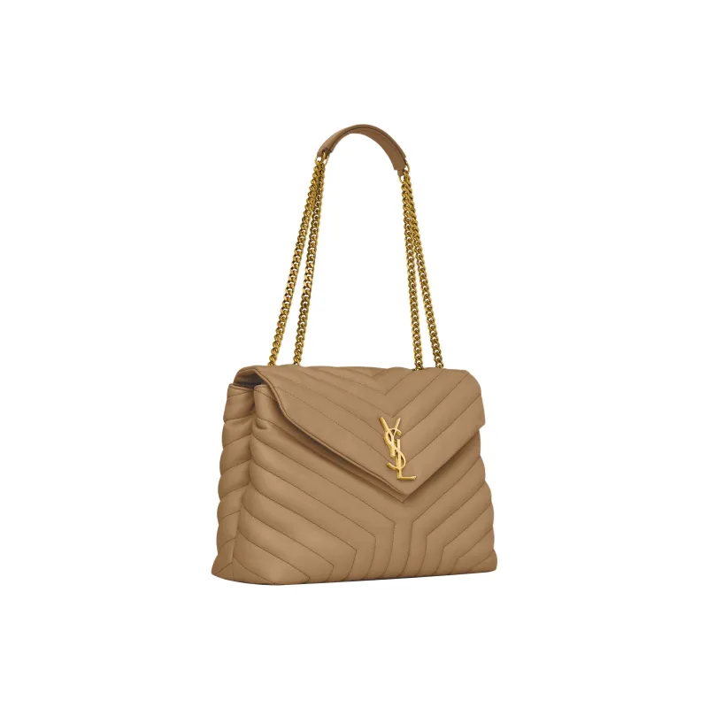 SAINT LAURENT LOULOU Cow Leather Portable Crossbody Bag Shoulder Bag Medium Size Women's Tan-1