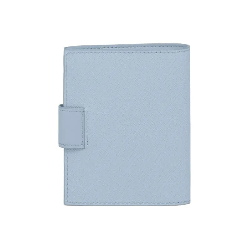 PRADA Smooth Leather Wallet Small Size Women's Light Blue-1