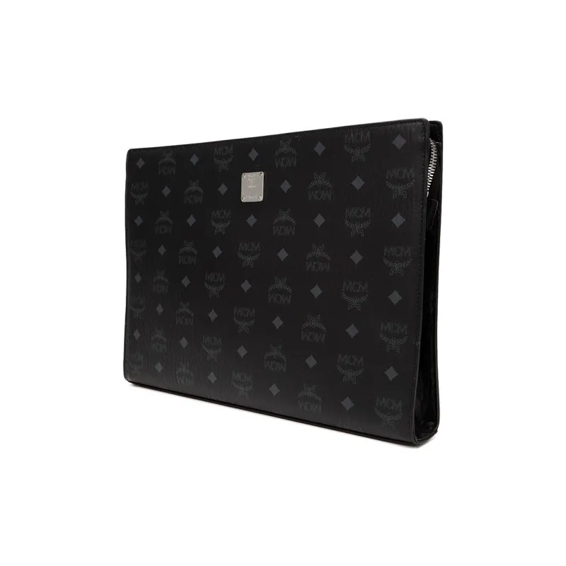 MCM Essential Visetos Origina PVC Clutch Large Size Women's Black-2