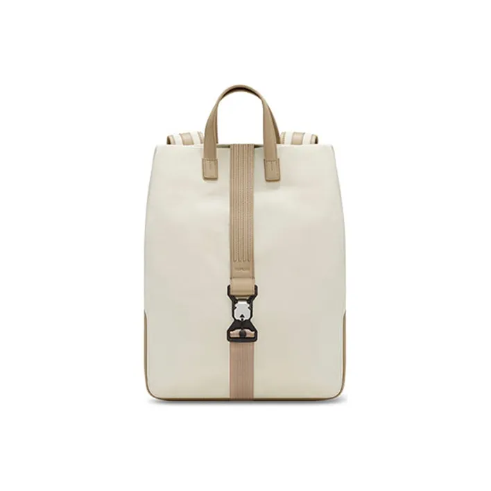 TUPLUS Coated Canvas With Top Grain Cow Leather Handbag Backpack Large Size Unisex Sand Dune/Graphite Black-1