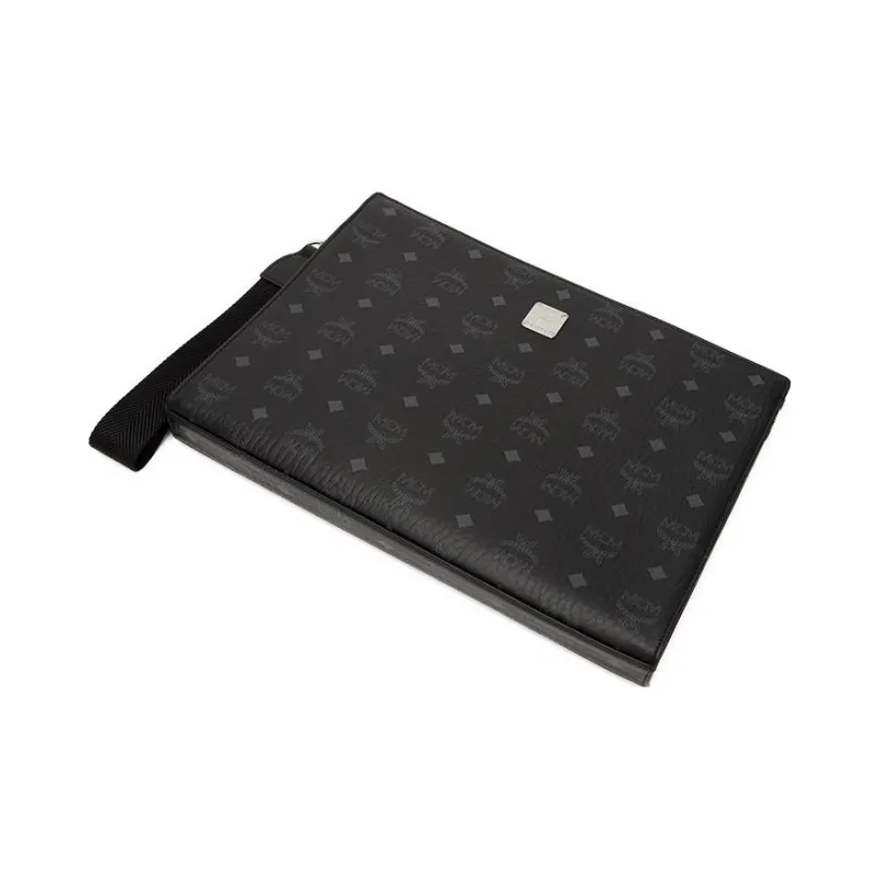 MCM Essential Visetos Origina PVC Clutch Large Size Women's Black-6
