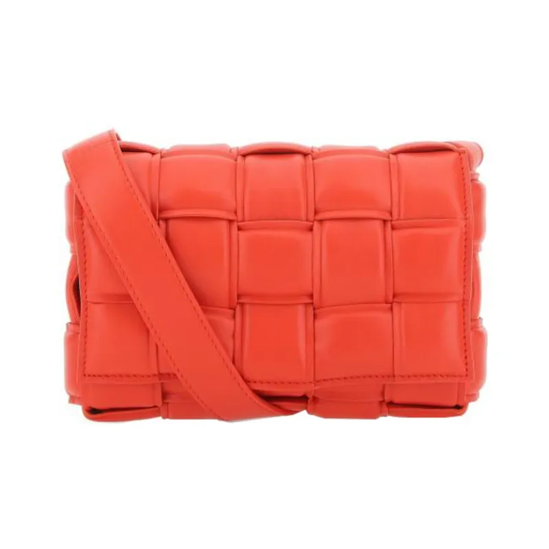 Bottega Veneta Padded Cassette Lambskin Shoulder Bag, Crossbody Bag Trumpets Women's Orange-0