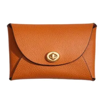 COACH Pouch Pebbled Leather Clutch Coin Purse Mini Women's Saddle Color