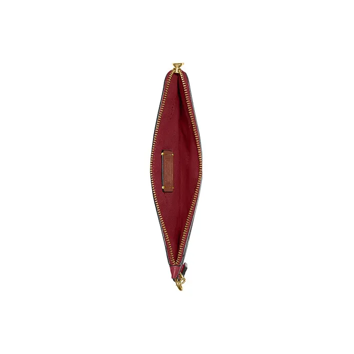 COACH Wristlet Pebbled Leather Wrist Bags Clutches Small Size Women's Cherry Red-2