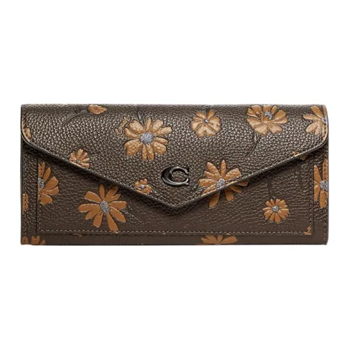 COACH Wyn Pebbled Leather Card Holder Wallet Small Size Women's Tan
