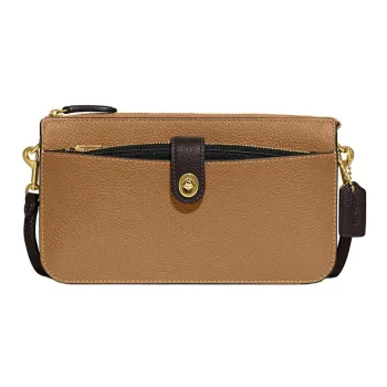 COACH NOA Pebbled Leather Shoulder Bag Crossbody Bag Small Size Women's Brown
