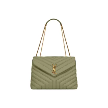SAINT LAURENT LOULOU Cow Leather Portable Crossbody Bag Shoulder Bag Women's Light Gray Green