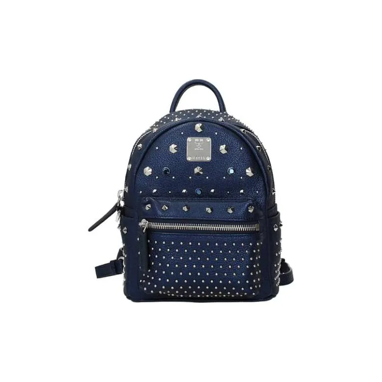 MCM Leather Backpack Women's Blue-0