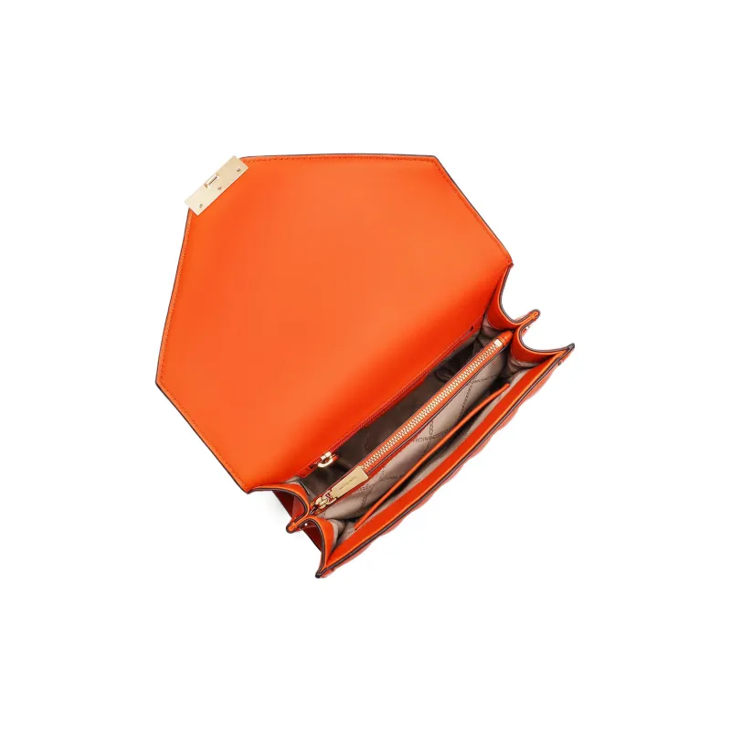 MICHAEL KORS Whitney Sheepskin Envelope Bag, Crossbody Bag, Shoulder Bag Women's Bright Orange Red-2