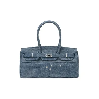 Margin Goods Yarn Fabric Handbag Large Size Women's Blue