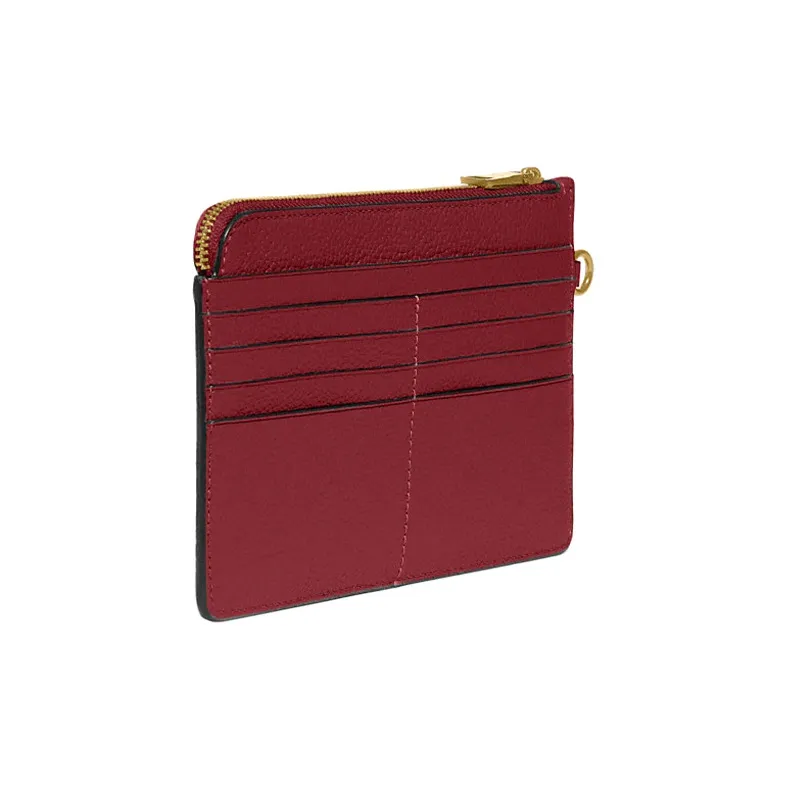 COACH Wristlet Pebbled Leather Wrist Bags Clutches Small Size Women's Cherry Red-1