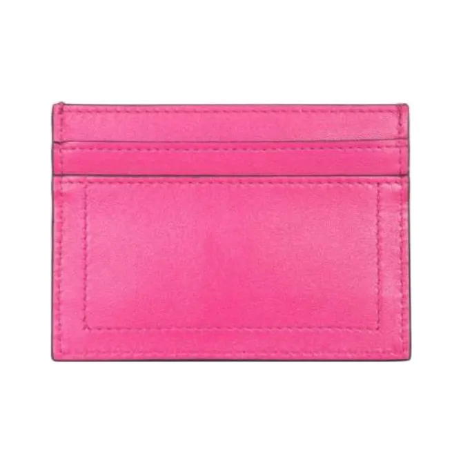 MOSCHINO Leather Card Clip Wallets Women's Fuchsia-1