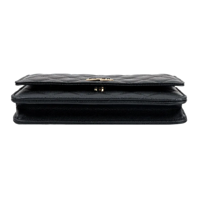 CHANEL WOC Caviar Cow Leather Wallet On Chain, Shoulder Bag, Crossbody Bag Women's Black-3