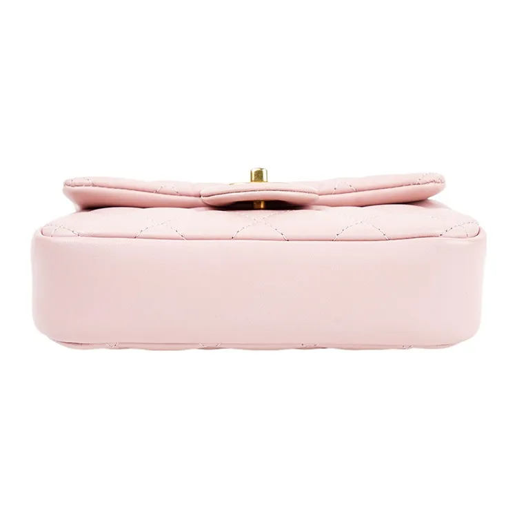 CHANEL Lambskin Flap Bag, Shoulder Bag, Crossbody Bag Mini Women's Pink-4