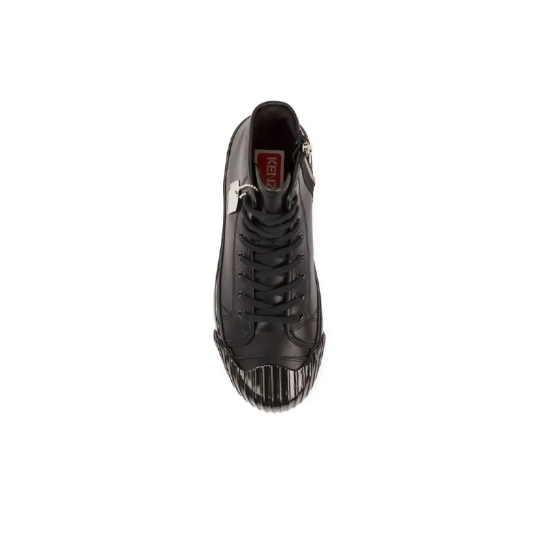 KENZO School High Top Trainers Leather Triple Black-3