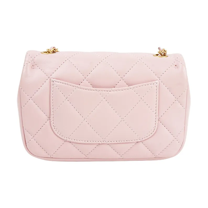 CHANEL Lambskin Flap Bag, Shoulder Bag, Crossbody Bag Mini Women's Pink-3