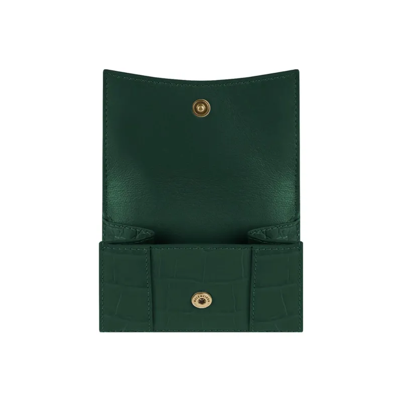 Balenciaga Hourglass Calfskin Coin Purses Wallets Mini Women's Forest Green-2