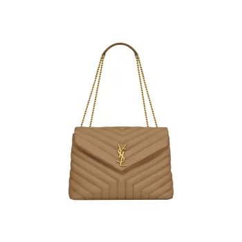 SAINT LAURENT LOULOU Cow Leather Portable Crossbody Bag Shoulder Bag Medium Size Women's Tan