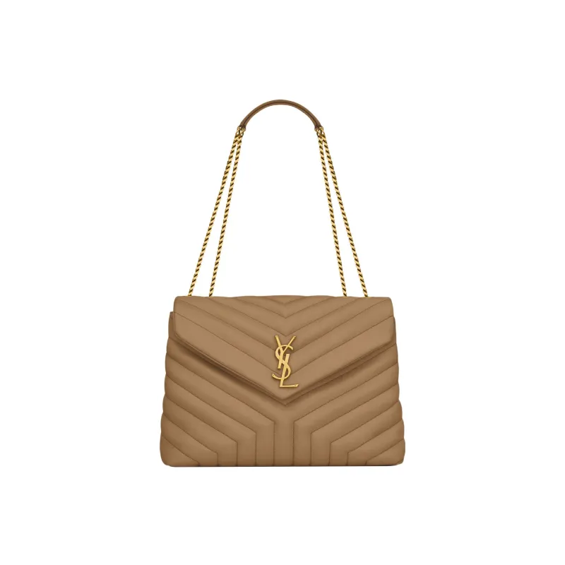 SAINT LAURENT LOULOU Cow Leather Portable Crossbody Bag Shoulder Bag Medium Size Women's Tan-0