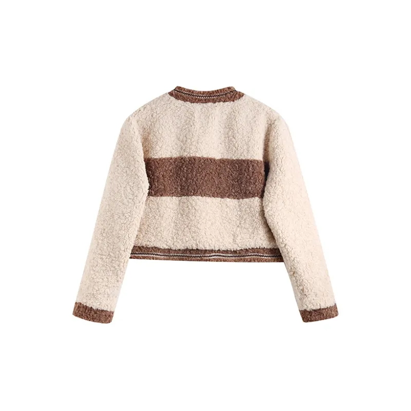 FPMZ Puffer Jacket Women's Beige White Brown Patchwork-1