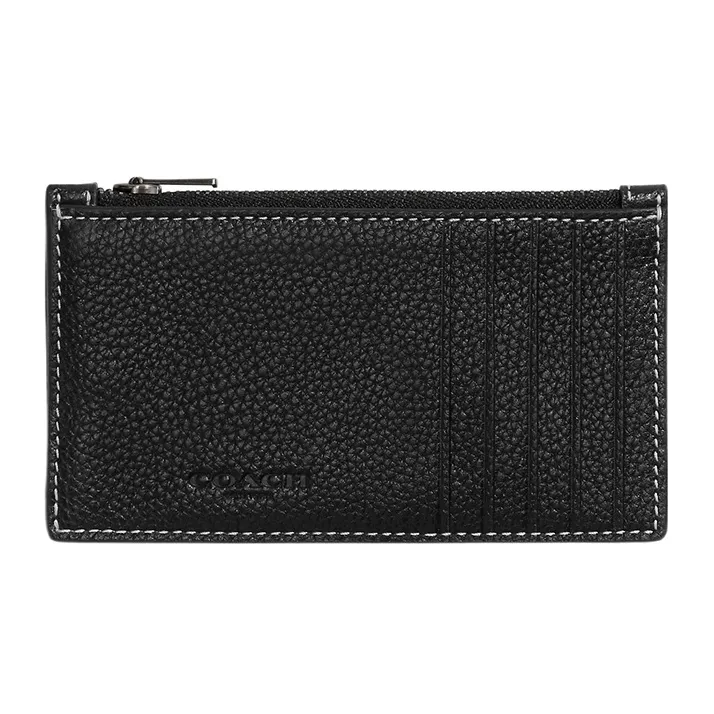 COACH Rexy Soft Polished Pebbled Leather Coin Purses Card Holders Mini Women's Black-1
