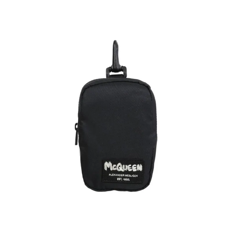 Alexander McQueen Nylon Charm Bag Earphone Case Mini Men's Black-0