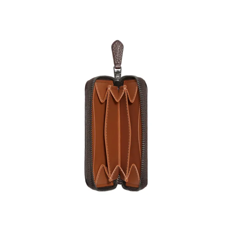 COACH Card Case Pebbled Leather Coin Purses Card Holders Small Size Women's Dark Brown-2