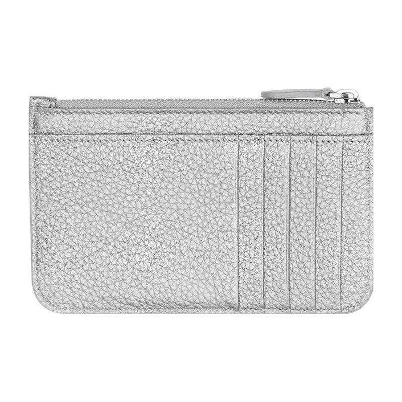 Balenciaga Cash Grained Calfskin Card Holder Wallet Large Size Women's Silver-1