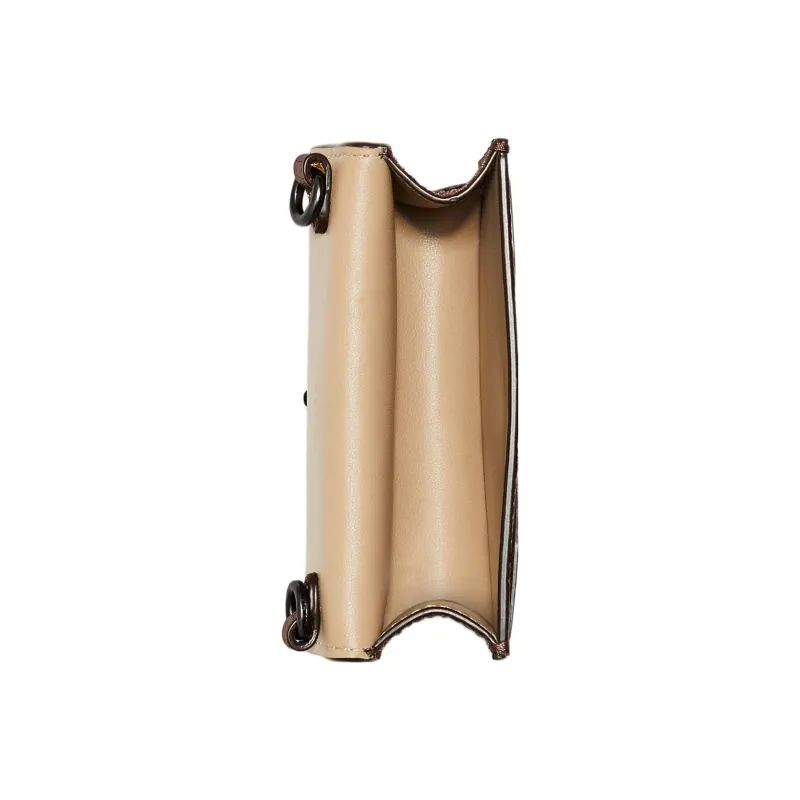COACH Card Case Metal Polished Pebbled Leather Shoulder Bag Crossbody Bag Card Holder Small Size Women's Metal Bronze-1