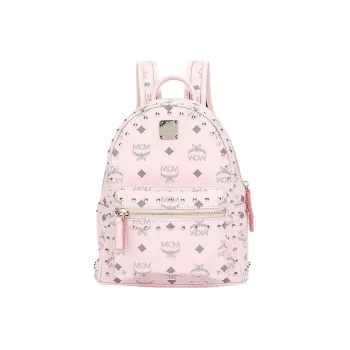 MCM Stark Visetos Artificial Leather Backpack Women's Pink