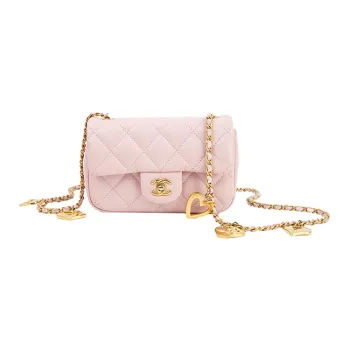 CHANEL Lambskin Flap Bag, Shoulder Bag, Crossbody Bag Mini Women's Pink