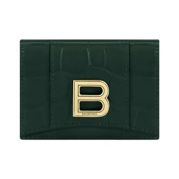 Balenciaga Hourglass Calfskin Coin Purses Wallets Mini Women's Forest Green