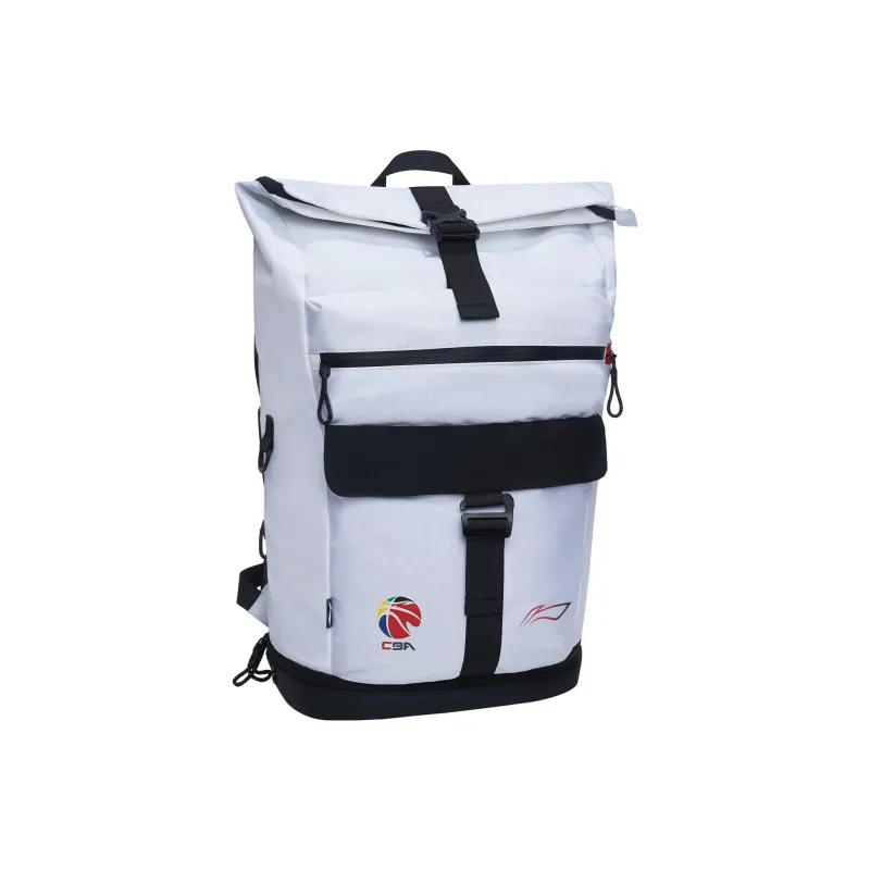 LiNing Sports Basketball Collection Polyester Student Backpack Regular Unisex White-1