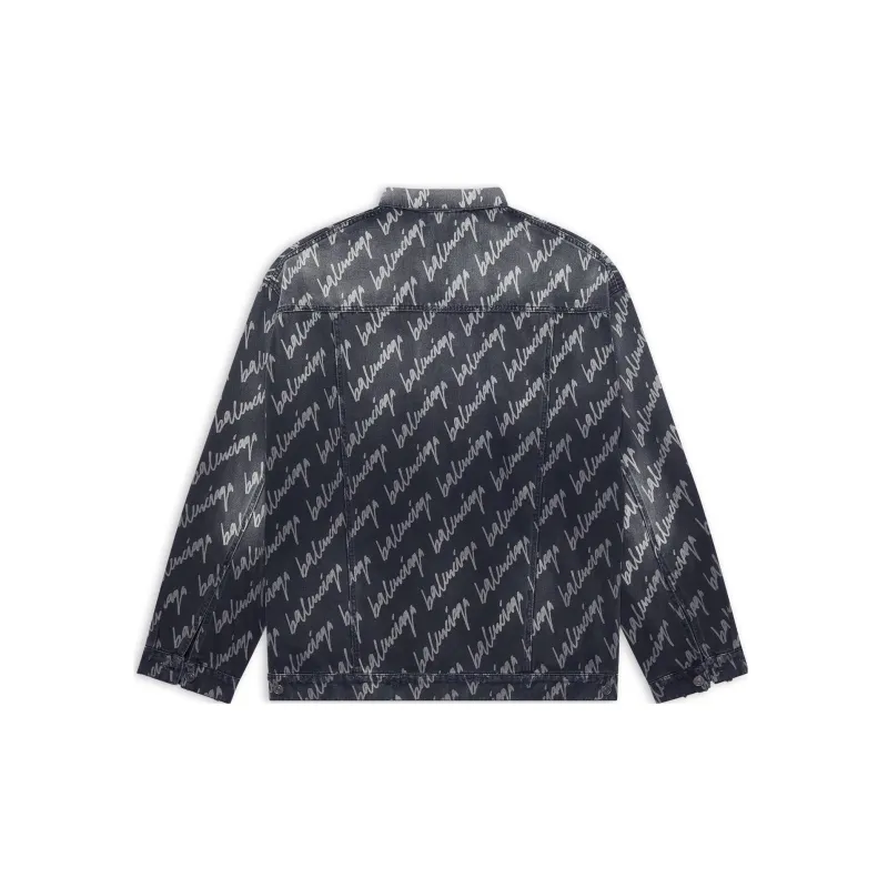 Balenciaga Allover Logo Oversized Jacket - POIZON 